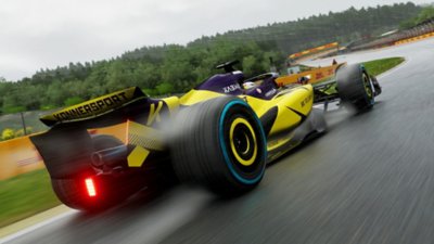 《F1 25》螢幕截圖，呈現一輛黃黑相間的車輛