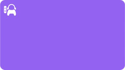 Bloc de menu violet et bleu avec l'icône PS en haut 